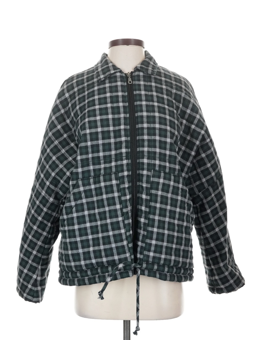 RVCA Womens CADDY Green Plaid Zip-Front Jacket
